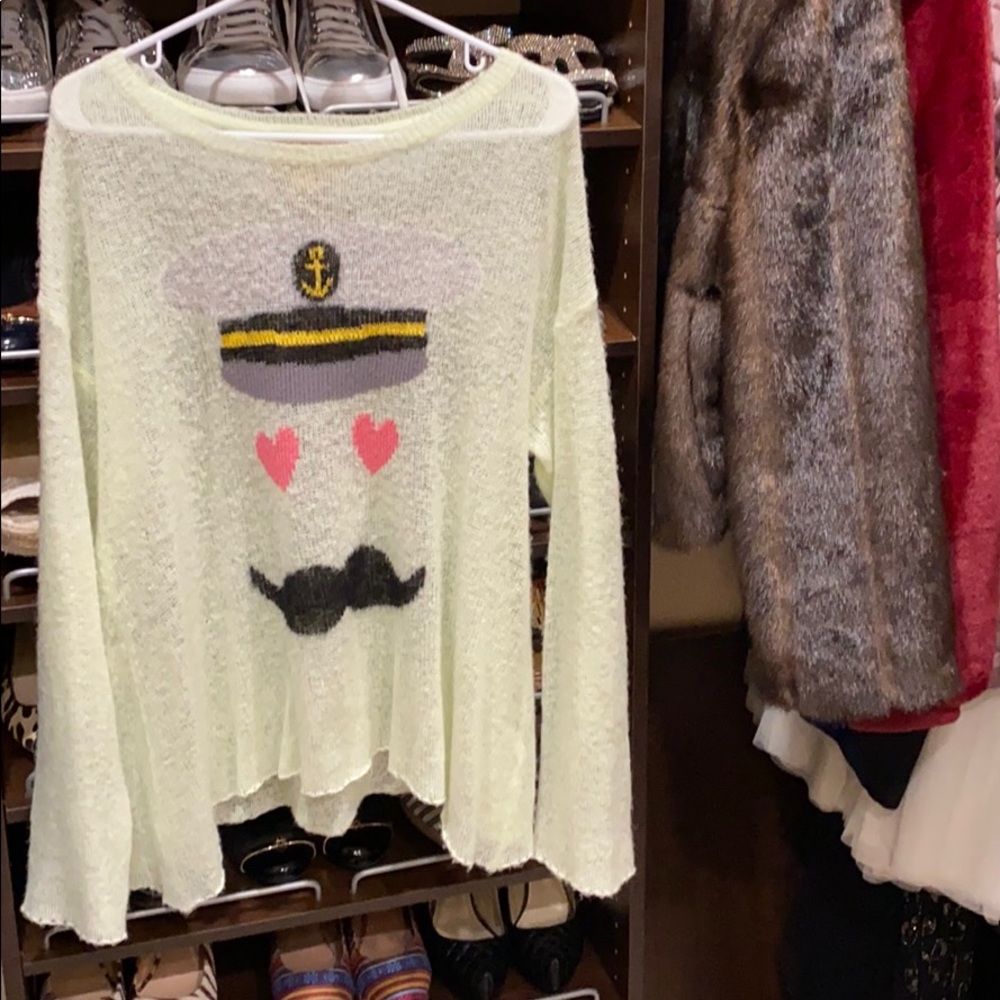 Wildfox Mustache captain  label Lennon sweater